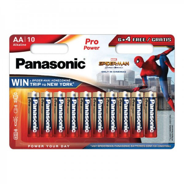 Baterije Panasonic Alkalne LR6 / AA PRO POWER SPIDER-MAN 6 + 4 FREE - 10 kom