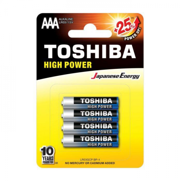 TOSHIBA Alkalne baterije AAA 1.5V LR03 HIGH POWER - 4 KOMADA
