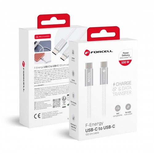 FORCELL USB C na USB C KABEL F-Energy QC4.0 PD 5A 100W Cafule Color 1,2 m ACYH23 - BIJELI
