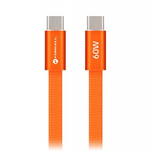 FORCELL USB C na USB C KABEL F-Energy QC4.0 PD 3A 60W Cafule Flat 1,2 m CCFN23 - narančastI