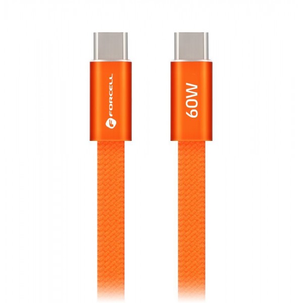 FORCELL USB C na USB C KABEL F-Energy QC4.0 PD 3A 60W Cafule Flat 1,2 m CCFN23 - narančastI