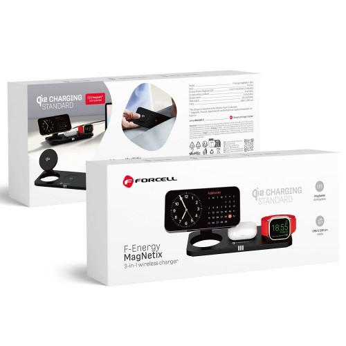FORCELL F-ENERGY 3 U 1 MagNetix USB C Qi2 20.5W MagSafe KOMPATIBILNI BEŽIČNI PUNJAČ 0INT