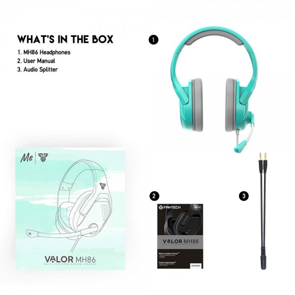 FANTECH SLUŠALICE ŽIČNE GAMING 3.5 mm + USB + MIKROFON VALOR MH86 ZELENE MD-FANTECH-MH86-GR Mobilab, servis i prodaja mobitela, tableta i računala