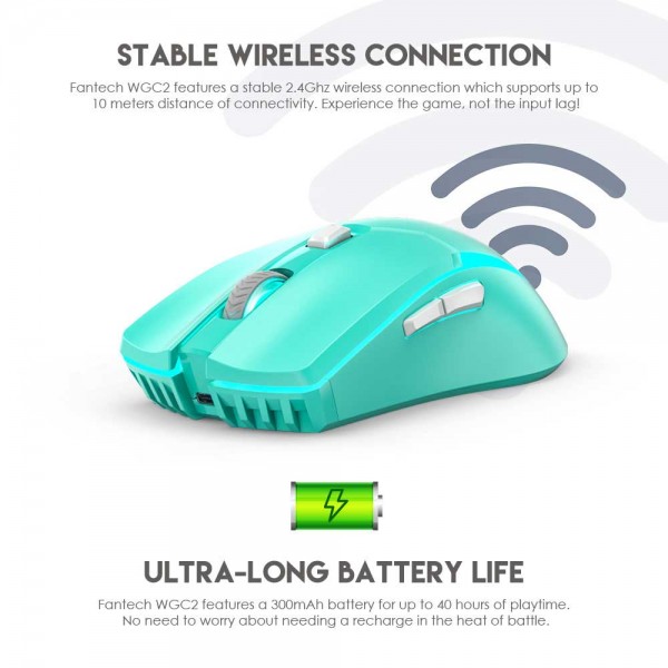 FANTECH MIŠ GAMING BEŽIČNI 2400 DPI VENOM II WGC2 MINT EDITION ZELENI