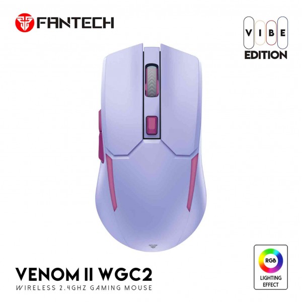 FANTECH MIŠ GAMING BEŽIČNI 4000 DPI VENOM II WGC2-RD VIBE LJUBIČASTI