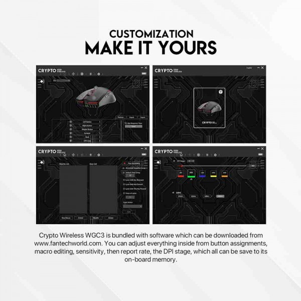 FANTECH MIŠ GAMING BEŽIČNI 10000 DPI CRYPTO WGC3 BIJELI