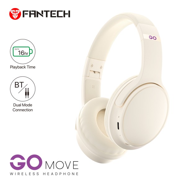 FANTECH BLUETOOTH STEREO SLUŠALICE BT5.3 3,5mm + TIP C GO TUNE WH06 BEŽ