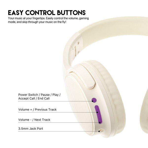 FANTECH BLUETOOTH STEREO SLUŠALICE BT5.3 3,5mm + TIP C GO TUNE WH06 BEŽ