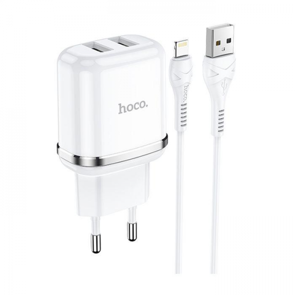 HOCO Kućni punjač - 12W (2.4A) 2x USB + IPHONE lightning kabel N4 bijeli