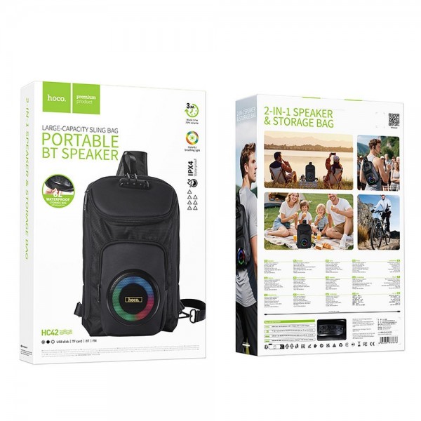 HOCO bluetooth/wireless zvučnik 8W 3h ruksak 6L HC42 crni
