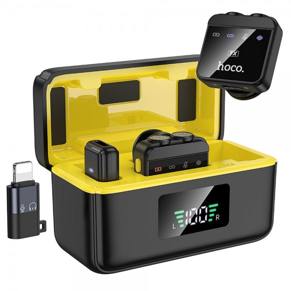 HOCO BEŽIČNI MIKROFON x 2 Lightning / USB C  L17 black