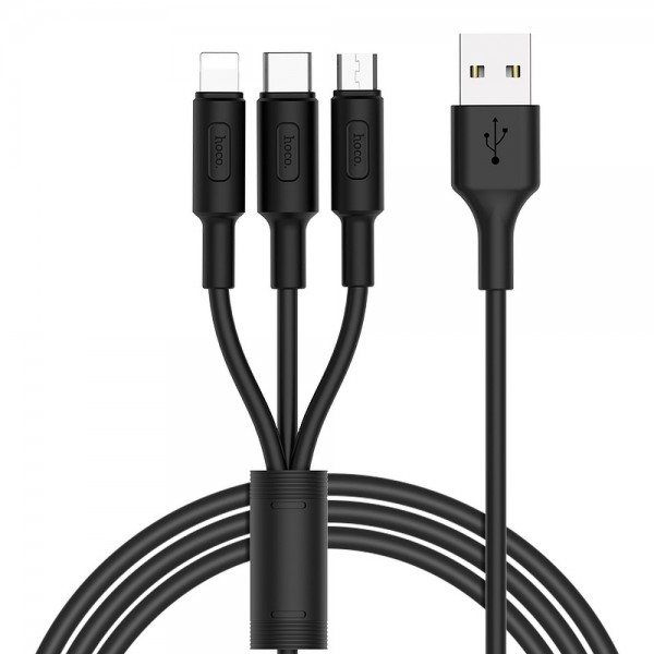 HOCO USB kabel 3in1 SOARER (Type C + Micro + Iphone Lightning) X25 crni