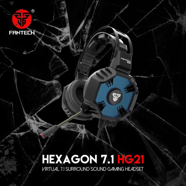 FANTECH SLUŠALICE ŽIČNE GAMING  USB + MIKROFON HEXAGON 7.1 HG21 CRNE