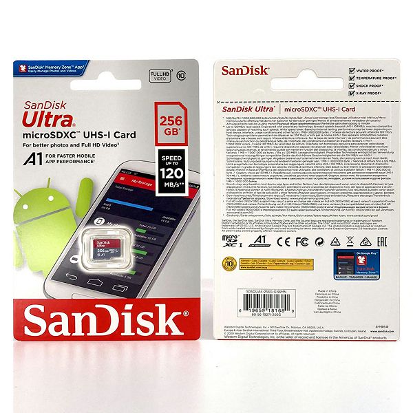 SANDISK MEMORIJSKA KARTICA MicroSDHC ULTRA 120MB/s 256GB