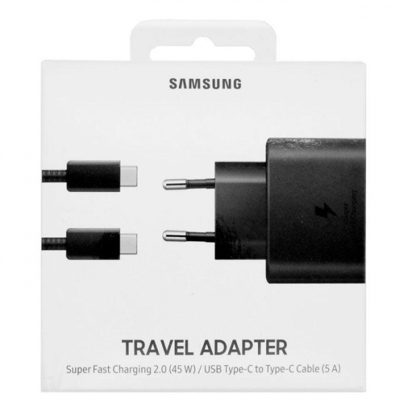 Original kućni punjač - Samsung TA845 45W - USB Type C + USB Type C na USB Type C kabel crni