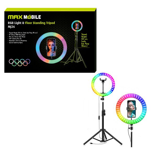 Selfie Držač za mobitel stativ RGB LED RING TRIPOD MJ26 10" MM-Držač-stativ-MJ26 Mobilab, servis i prodaja mobitela, tableta i računala
