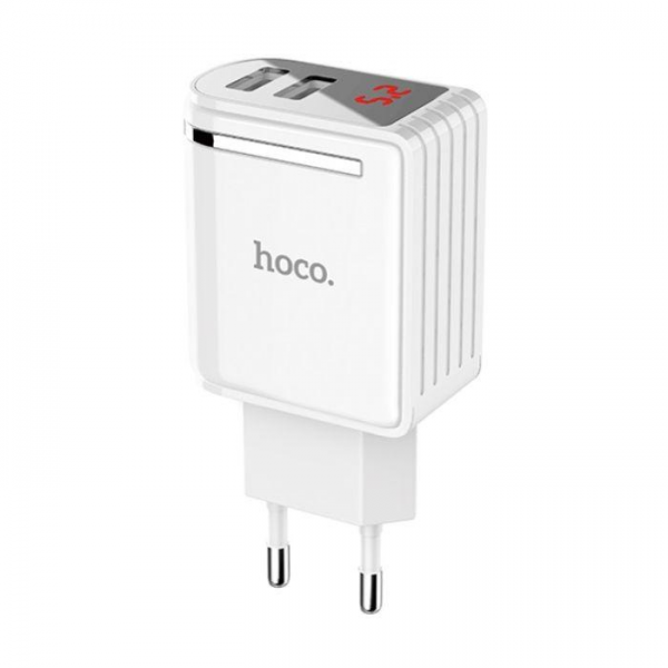 HOCO adapter/punjač - 2.4A 2x USB (LED display) plug C39A