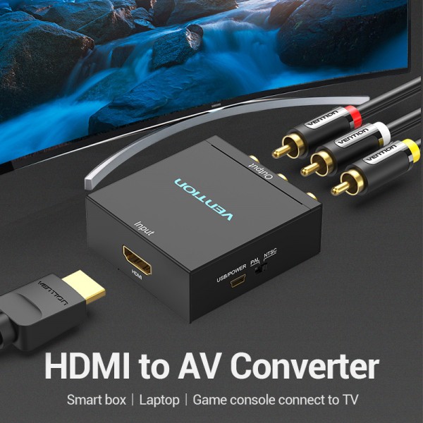 VENTION ADAPTER KONVERTER HDMI NA AV 1080P VENTION AEEB0 CRNI