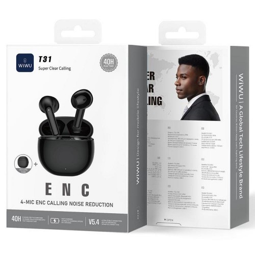 WiWU - TWS T31 wireless slušalice sa ENC funkcijom - CRNE